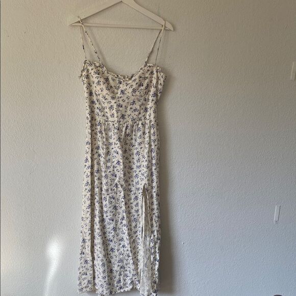 Reformation Corset Maxi Floral White and Blue Women's Dress 100% Linen - Picture 1 of 8